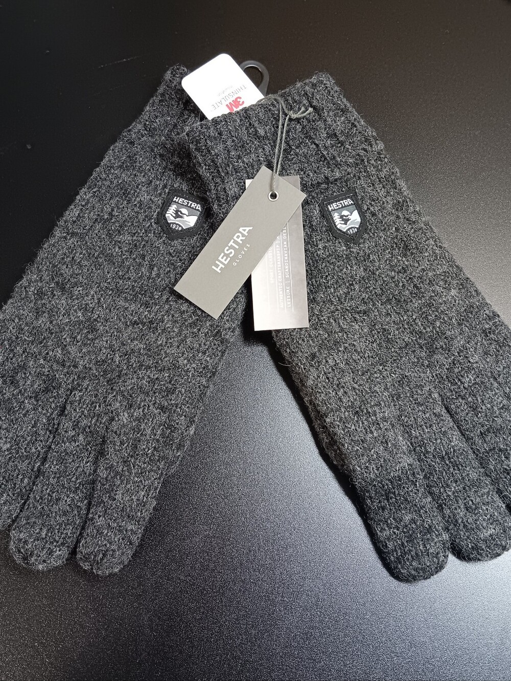 Hestra Charcoal Gray Gloves Mens Size 11/XXL Wool Blend 5 Finger Insulated New